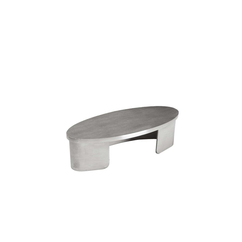 Flat end cap for oval slot tube